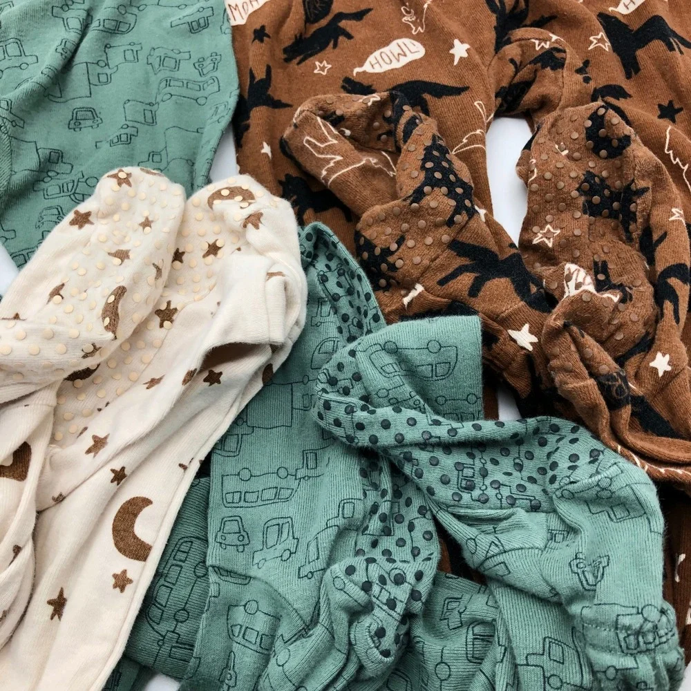 Old Navy Snug Fit Boys Footed Pajamas 6T Multicolor Cotton 3 Pack Sleepers PJs